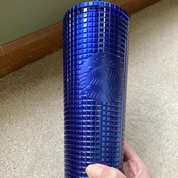 NWT Starbucks Cobalt Grid Midnight Blue Purple Cold Cup (24 oz) Tumbler l - Picture 2 of 4